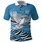 Botswana Independence Day Polo Shirt Flying Dove Graphic Zebra Portrait Flag Map