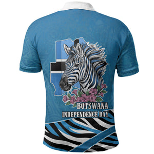 Botswana Independence Day Polo Shirt Flying Dove Graphic Zebra Portrait Flag Map