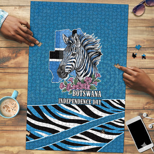 Botswana Independence Day Puzzle Flying Dove Graphic Zebra Portrait Flag Map