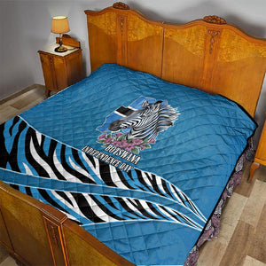 Botswana Independence Day Quilt Flying Dove Graphic Zebra Portrait Flag Map