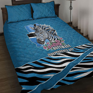 Botswana Independence Day Quilt Bed Set Flying Dove Graphic Zebra Portrait Flag Map