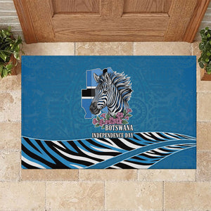 Botswana Independence Day Rubber Doormat Flying Dove Graphic Zebra Portrait Flag Map