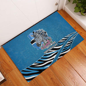 Botswana Independence Day Rubber Doormat Flying Dove Graphic Zebra Portrait Flag Map