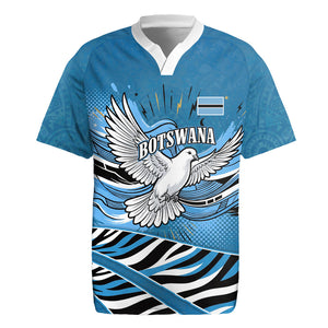 Botswana Independence Day Rugby Jersey Flying Dove Graphic Zebra Portrait Flag Map