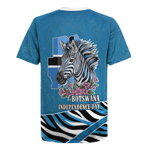 Botswana Independence Day Rugby Jersey Flying Dove Graphic Zebra Portrait Flag Map