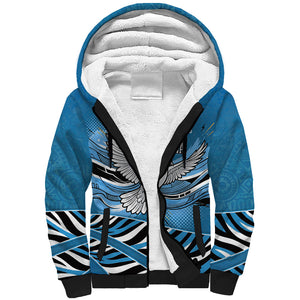 Botswana Independence Day Sherpa Hoodie Flying Dove Graphic Zebra Portrait Flag Map