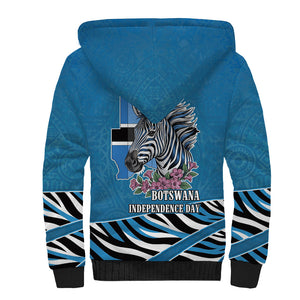 Botswana Independence Day Sherpa Hoodie Flying Dove Graphic Zebra Portrait Flag Map