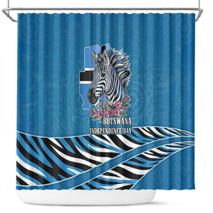 Botswana Independence Day Shower Curtain Flying Dove Graphic Zebra Portrait Flag Map