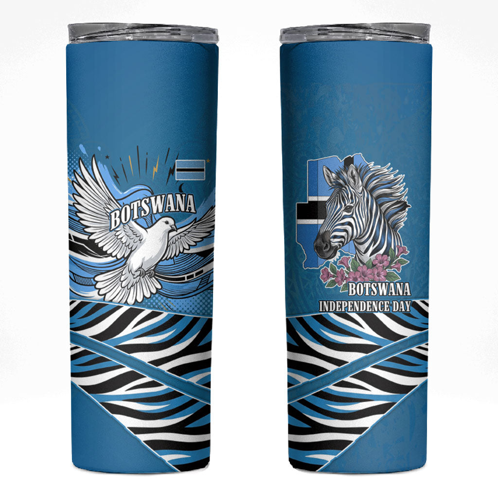 Botswana Independence Day Skinny Tumbler Flying Dove Graphic Zebra Portrait Flag Map