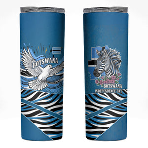 Botswana Independence Day Skinny Tumbler Flying Dove Graphic Zebra Portrait Flag Map