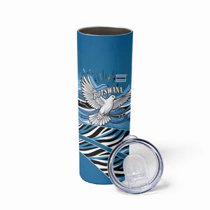 Botswana Independence Day Skinny Tumbler Flying Dove Graphic Zebra Portrait Flag Map
