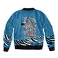 Botswana Independence Day Sleeve Zip Bomber Jacket Flying Dove Graphic Zebra Portrait Flag Map