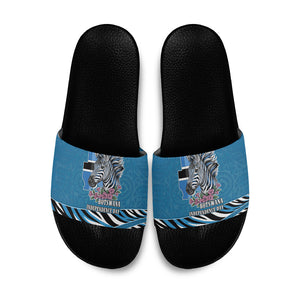 Botswana Independence Day Slide Sandals Flying Dove Graphic Zebra Portrait Flag Map