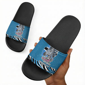Botswana Independence Day Slide Sandals Flying Dove Graphic Zebra Portrait Flag Map