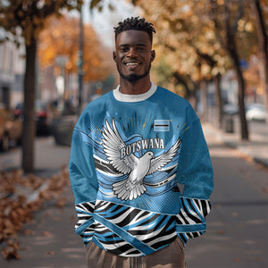 Botswana Independence Day Sweatshirt Flying Dove Graphic Zebra Portrait Flag Map