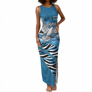 Botswana Independence Day Tank Maxi Dress Flying Dove Graphic Zebra Portrait Flag Map