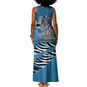 Botswana Independence Day Tank Maxi Dress Flying Dove Graphic Zebra Portrait Flag Map