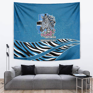 Botswana Independence Day Tapestry Flying Dove Graphic Zebra Portrait Flag Map