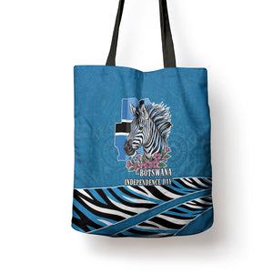 Botswana Independence Day Tote Bag Flying Dove Graphic Zebra Portrait Flag Map