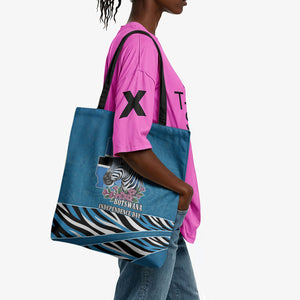 Botswana Independence Day Tote Bag Flying Dove Graphic Zebra Portrait Flag Map