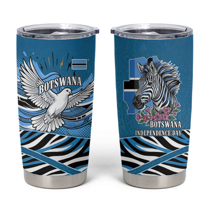 Botswana Independence Day Tumbler Cup Flying Dove Graphic Zebra Portrait Flag Map