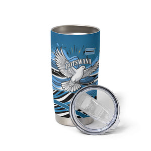 Botswana Independence Day Tumbler Cup Flying Dove Graphic Zebra Portrait Flag Map