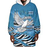 Botswana Independence Day Wearable Blanket Hoodie Flying Dove Graphic Zebra Portrait Flag Map