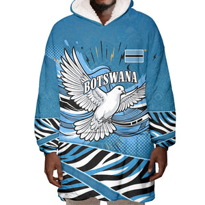 Botswana Independence Day Wearable Blanket Hoodie Flying Dove Graphic Zebra Portrait Flag Map