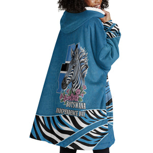 Botswana Independence Day Wearable Blanket Hoodie Flying Dove Graphic Zebra Portrait Flag Map