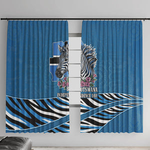 Botswana Independence Day Window Curtain Flying Dove Graphic Zebra Portrait Flag Map