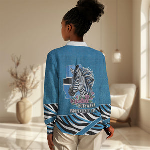 Botswana Independence Day Women Casual Shirt Flying Dove Graphic Zebra Portrait Flag Map