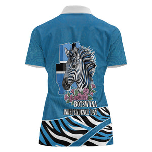 Botswana Independence Day Women Polo Shirt Flying Dove Graphic Zebra Portrait Flag Map