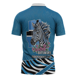 Botswana Independence Day Zipper Polo Shirt Flying Dove Graphic Zebra Portrait Flag Map