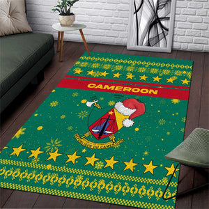 Cameroon Christmas Area Rug Coat of Arms Santa Hat and Stars Motif - African Pride