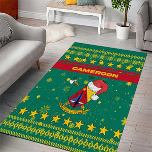 Cameroon Christmas Area Rug Coat of Arms Santa Hat and Stars Motif - African Pride
