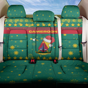 Cameroon Christmas Back Car Seat Cover Coat of Arms Santa Hat and Stars Motif - African Pride