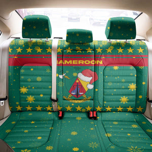 Cameroon Christmas Back Car Seat Cover Coat of Arms Santa Hat and Stars Motif - African Pride