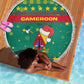 Cameroon Christmas Beach Blanket Coat of Arms Santa Hat and Stars Motif - African Pride