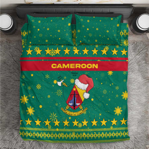 Cameroon Christmas Bedding Set Coat of Arms Santa Hat and Stars Motif - African Pride