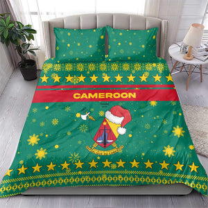 Cameroon Christmas Bedding Set Coat of Arms Santa Hat and Stars Motif - African Pride