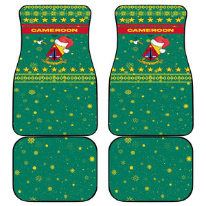 Cameroon Christmas Car Mats Coat of Arms Santa Hat and Stars Motif - African Pride