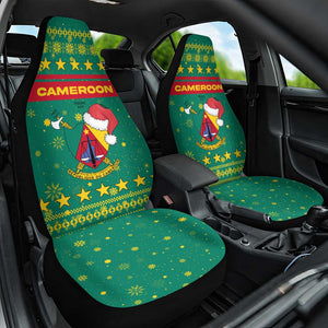 Cameroon Christmas Car Seat Cover Coat of Arms Santa Hat and Stars Motif - African Pride
