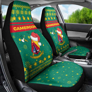 Cameroon Christmas Car Seat Cover Coat of Arms Santa Hat and Stars Motif - African Pride