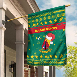 Cameroon Christmas Garden Flag Coat of Arms Santa Hat and Stars Motif - African Pride