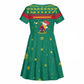 Cameroon Christmas Kid Short Sleeve Dress Coat of Arms Santa Hat and Stars Motif - African Pride