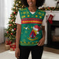 Cameroon Christmas Knitted V-Neck Vest Coat of Arms Santa Hat and Stars Motif - African Pride