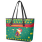 Cameroon Christmas Leather Tote Bag Coat of Arms Santa Hat and Stars Motif - African Pride