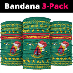 Cameroon Christmas Neck Gaiter Coat of Arms Santa Hat and Stars Motif - African Pride