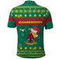 Cameroon Christmas Polo Shirt Coat of Arms Santa Hat and Stars Motif - African Pride