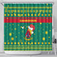 Cameroon Christmas Shower Curtain Coat of Arms Santa Hat and Stars Motif - African Pride